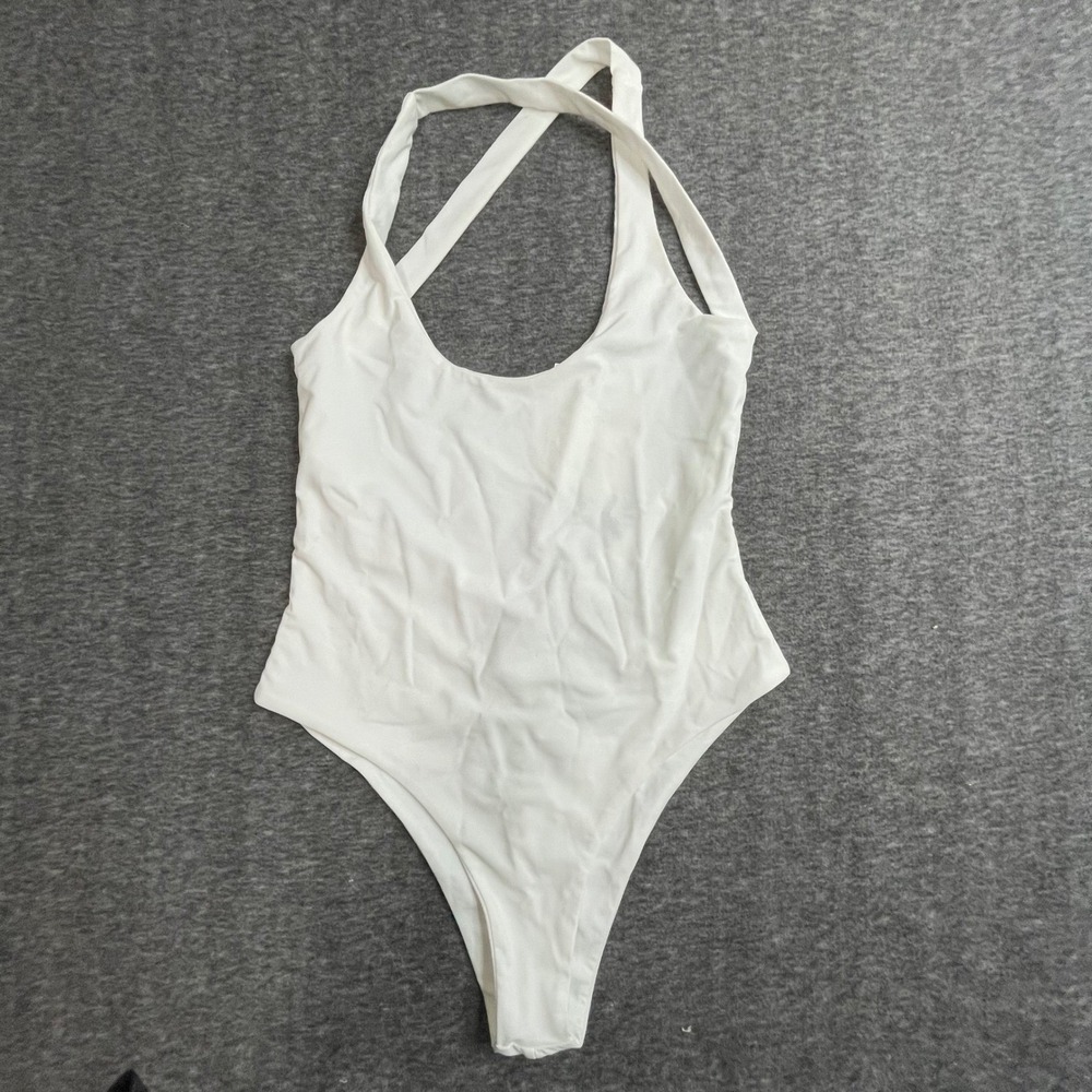 White Cross-Back Bodysuit - Women